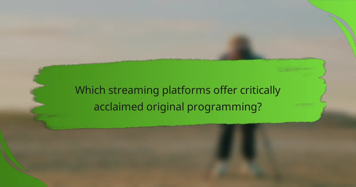 Which streaming platforms offer critically acclaimed original programming?